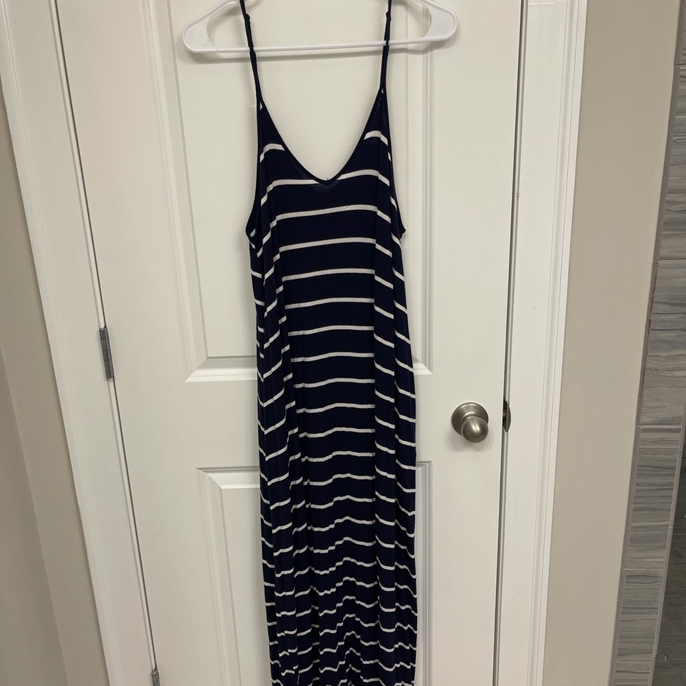 Navy & white nautical maxi dress